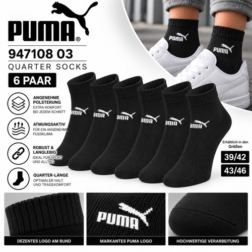 Puma 6paar socken - socken, schwarz